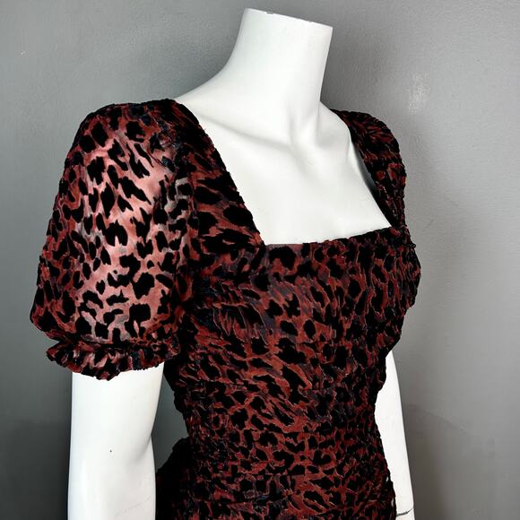 Misha dress size 2 burnout velvet whimsigoth mini puff sleeve dark romantic vamp - Picture 8 of 15